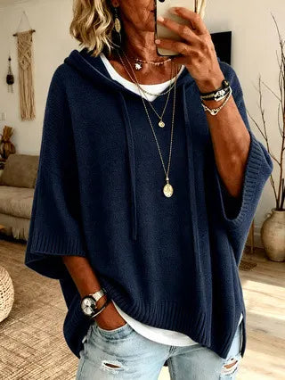 Celandria - Soft-Touch Oversized Short-Sleeve Hoodie