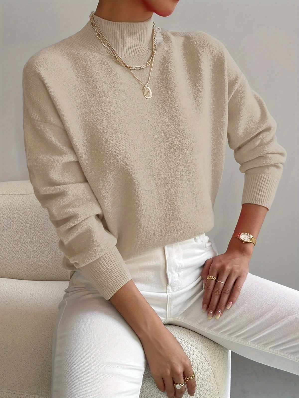 Astra - Mock Neck Relaxed Knit Sweater